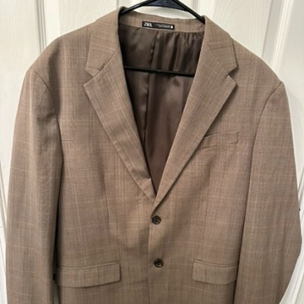 Men's Zara Brown Plaid Blazer